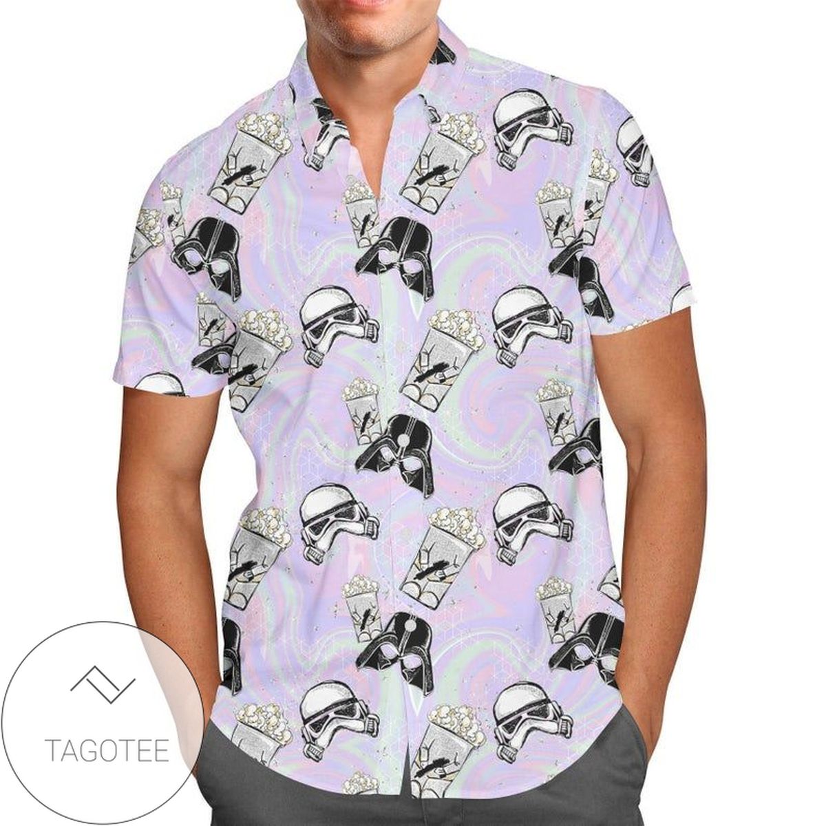 Star Wars Stormtrooper Flower Vintage Hawaiian Graphic Print Short Sleeve Hawaiian Casual Shirt