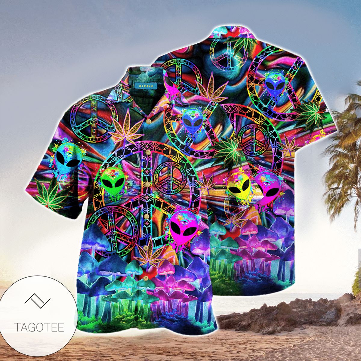 Stay Trippy Little Hippie Hawaiian Aloha Shirts H