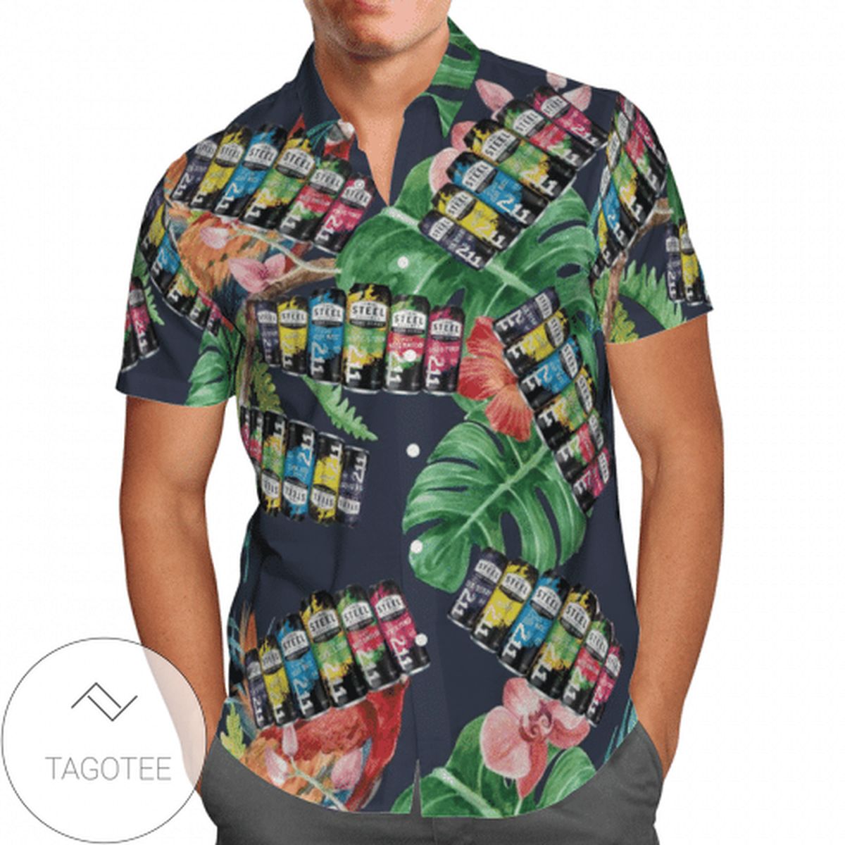 Steampunk Lizards Graphic Print Short Sleeve Hawaiian Casual Shirt