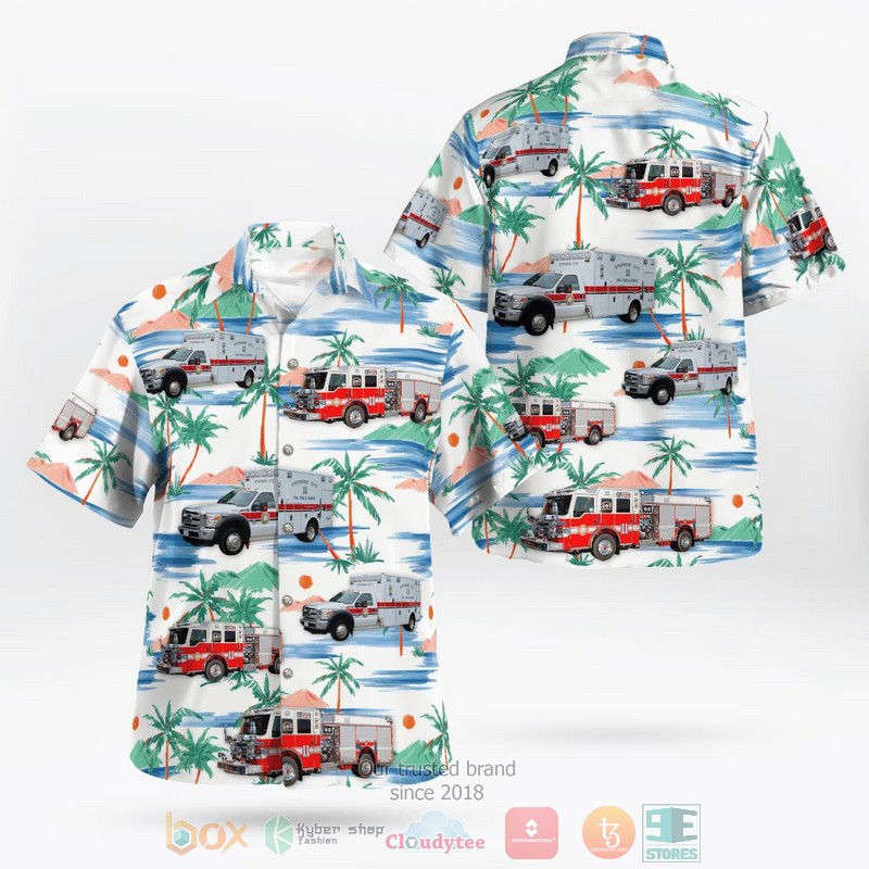 Sterling Loudoun County Virginia Sterling Volunteer Rescue Squad Apricot Hawaiian Shirt