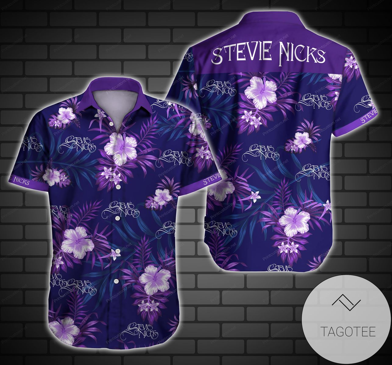 Stevie Nicks Hawaiian Graphic Print Short Sleeve Hawaiian Casual Shirt