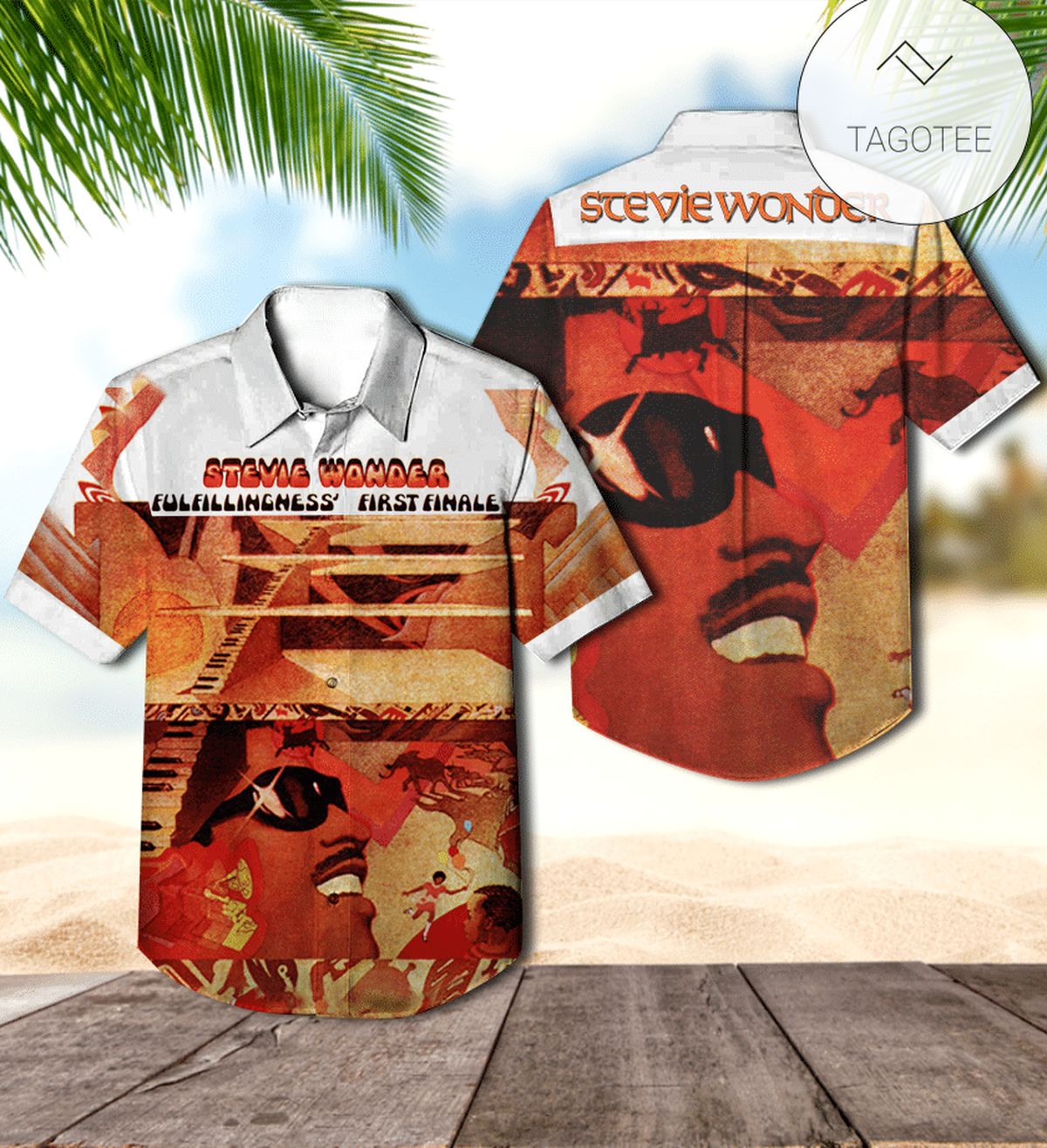 Stevie Wonder Hotter Than July Album Cover Hawaiian Shirt