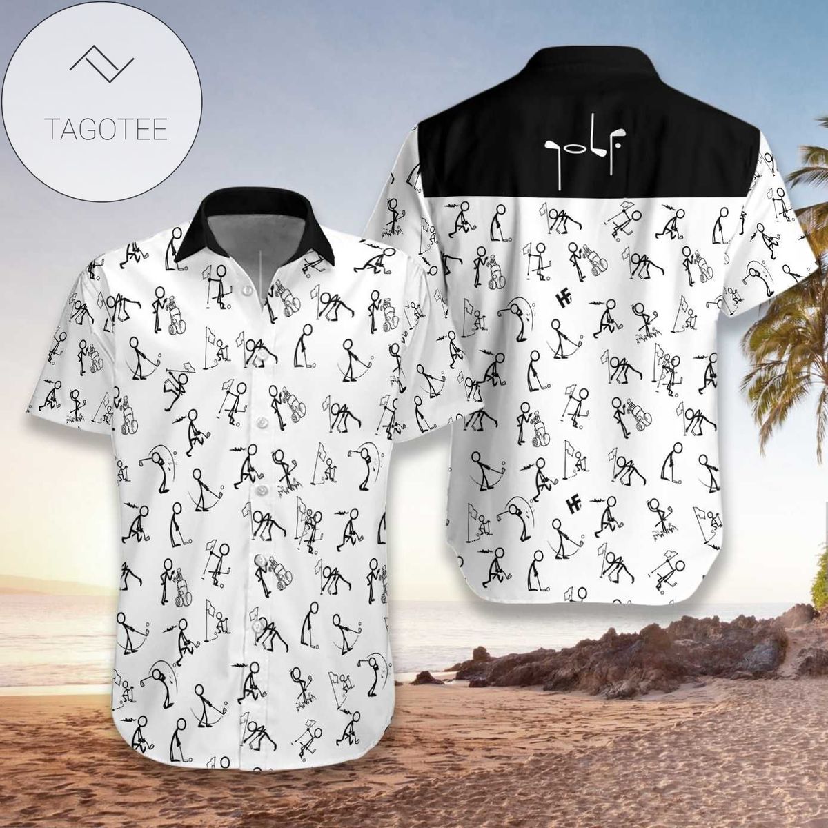 Stickfigures Playing Golf Hawaiian Shirt