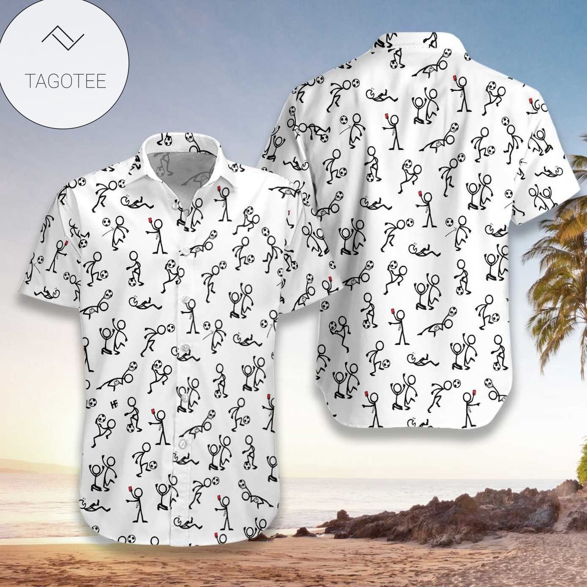 STIHL Timbersports All Over Print Summer Short Sleeve Hawaiian Beach Shirt – White