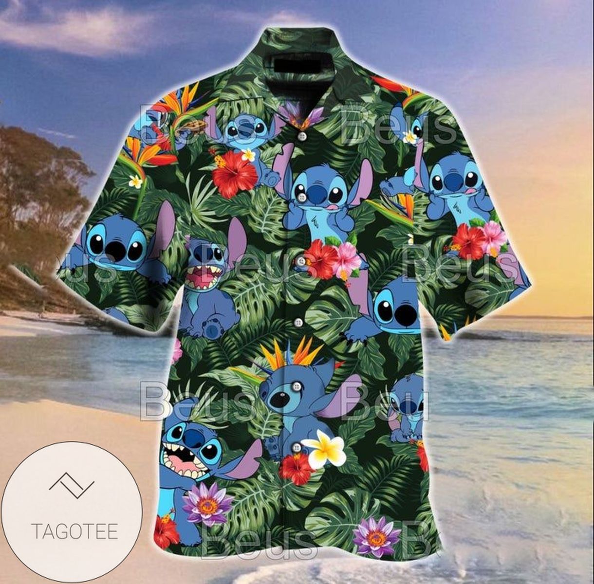 Stitch Flower Cartoon Lilo And Stitch 5 For Men And Women Graphic Print Short Sleeve Hawaiian Casual Shirt