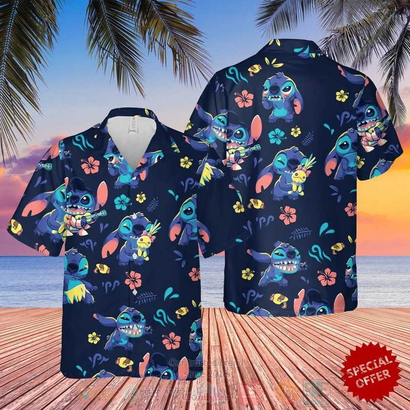 Stitch tropical leaves Hawaiian Shirt