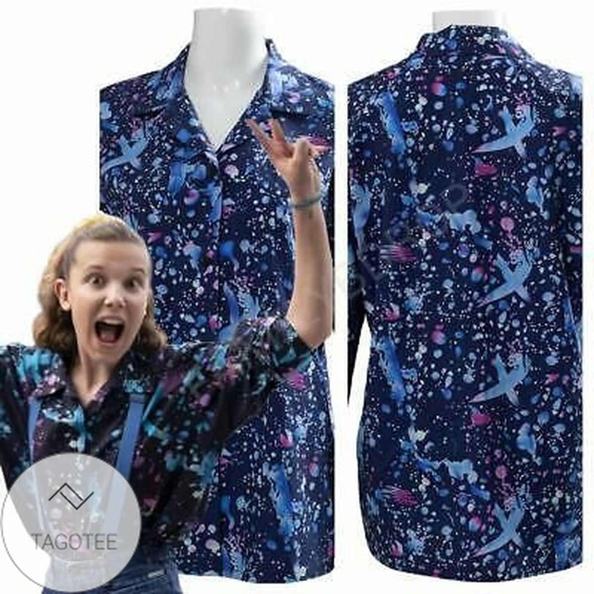 Stranger Things Floral Hawaiian Graphic Print Short Sleeve Hawaiian Casual Shirt