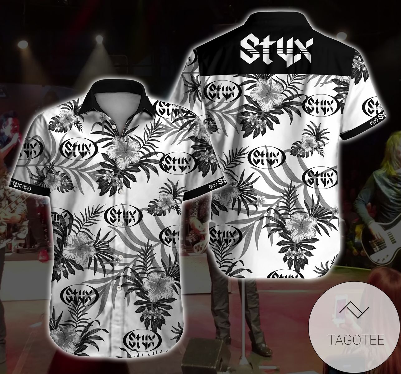 Styx Hawaiian Graphic Print Short Sleeve Hawaiian Casual Shirt