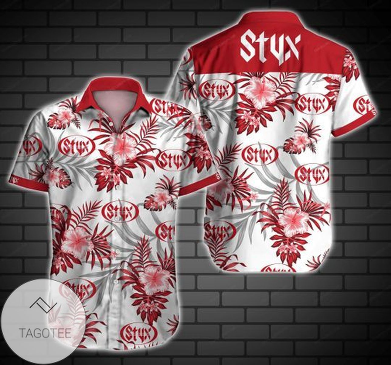 Styx Hawaiian Graphic Print Short Sleeve Hawaiian Casual Shirt