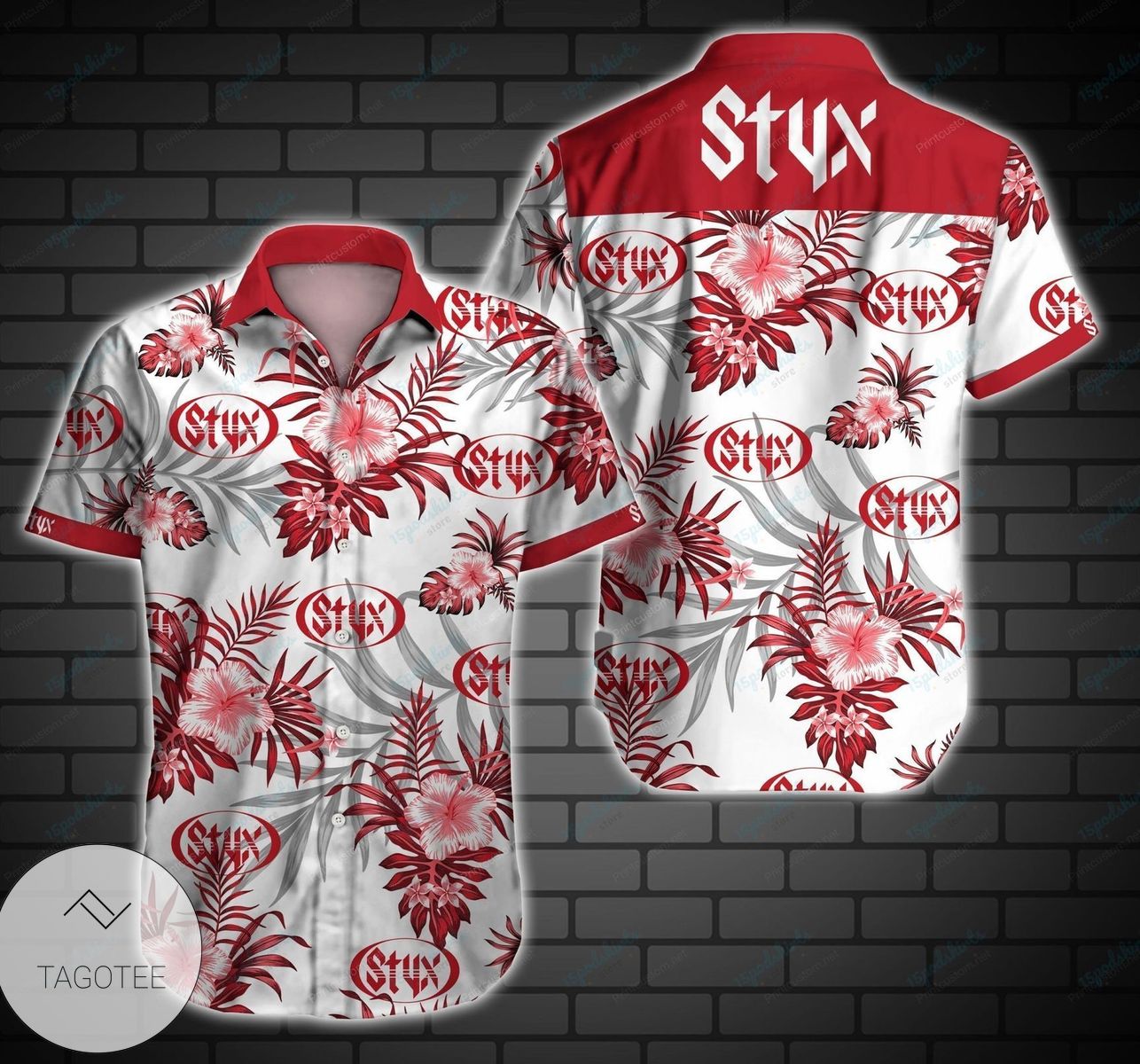 Styx Hawaiian II Graphic Print Short Sleeve Hawaiian Casual Shirt