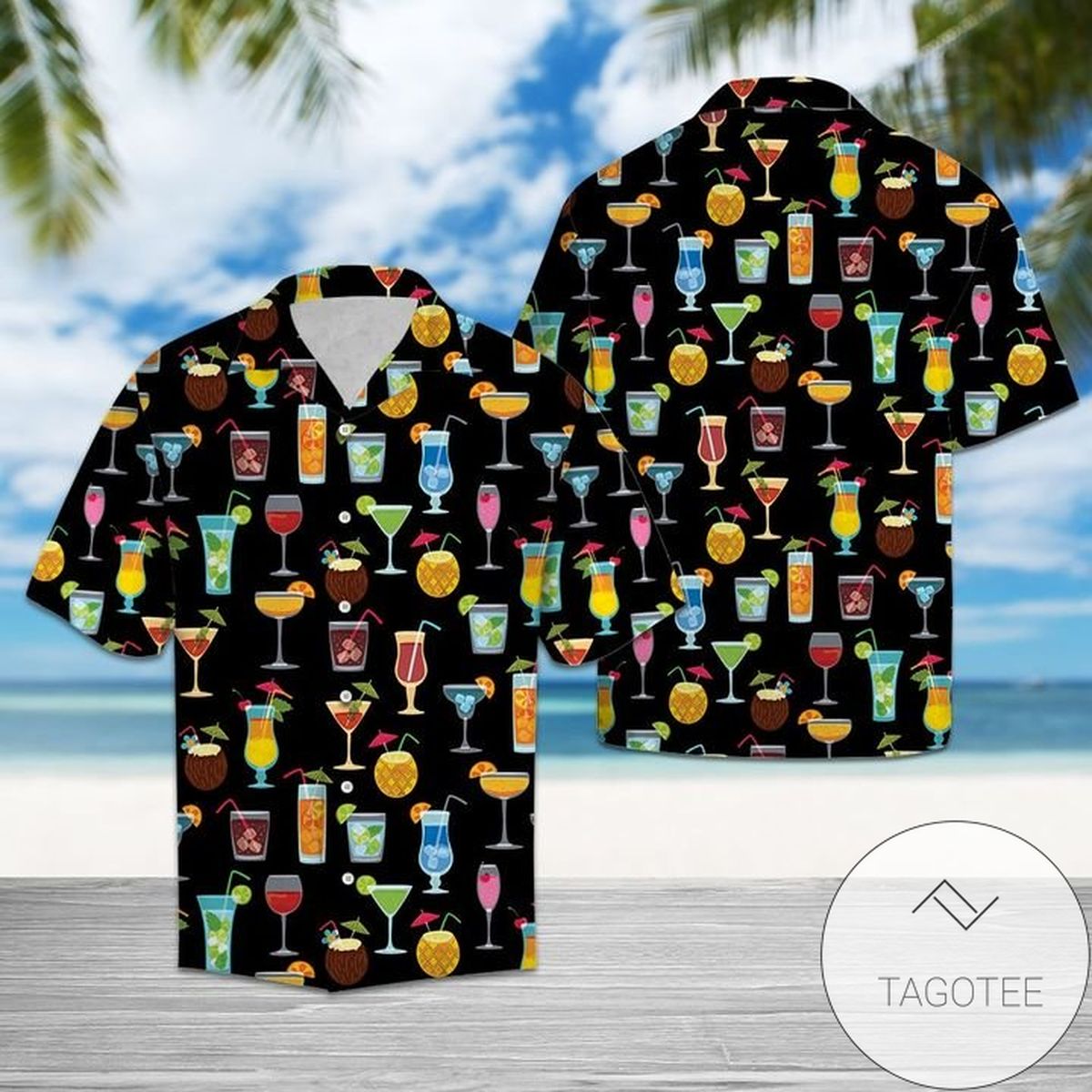 Summer Cocktails Hawaiian Shirt For Men With Vibrant Colors And Textures