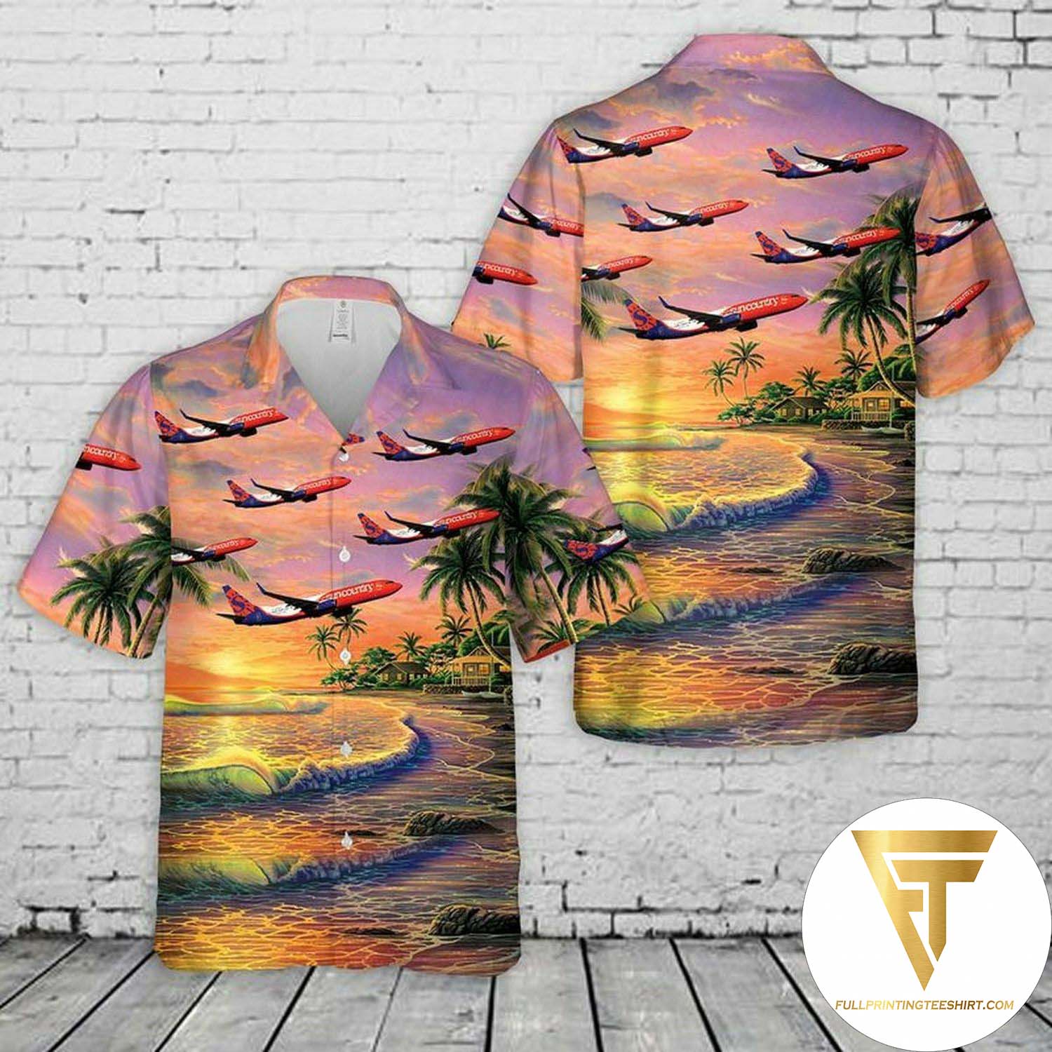 Sun Country Airlines Boeing 737-8Q8 Hawaiian Shirt And Beach Shorts