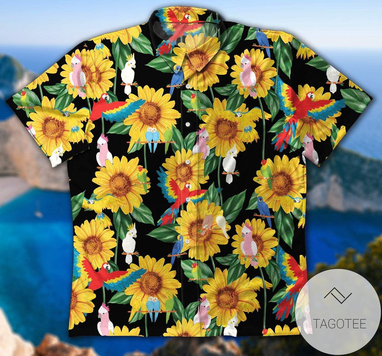 Sunflower Parrot Hawaiian Shirt