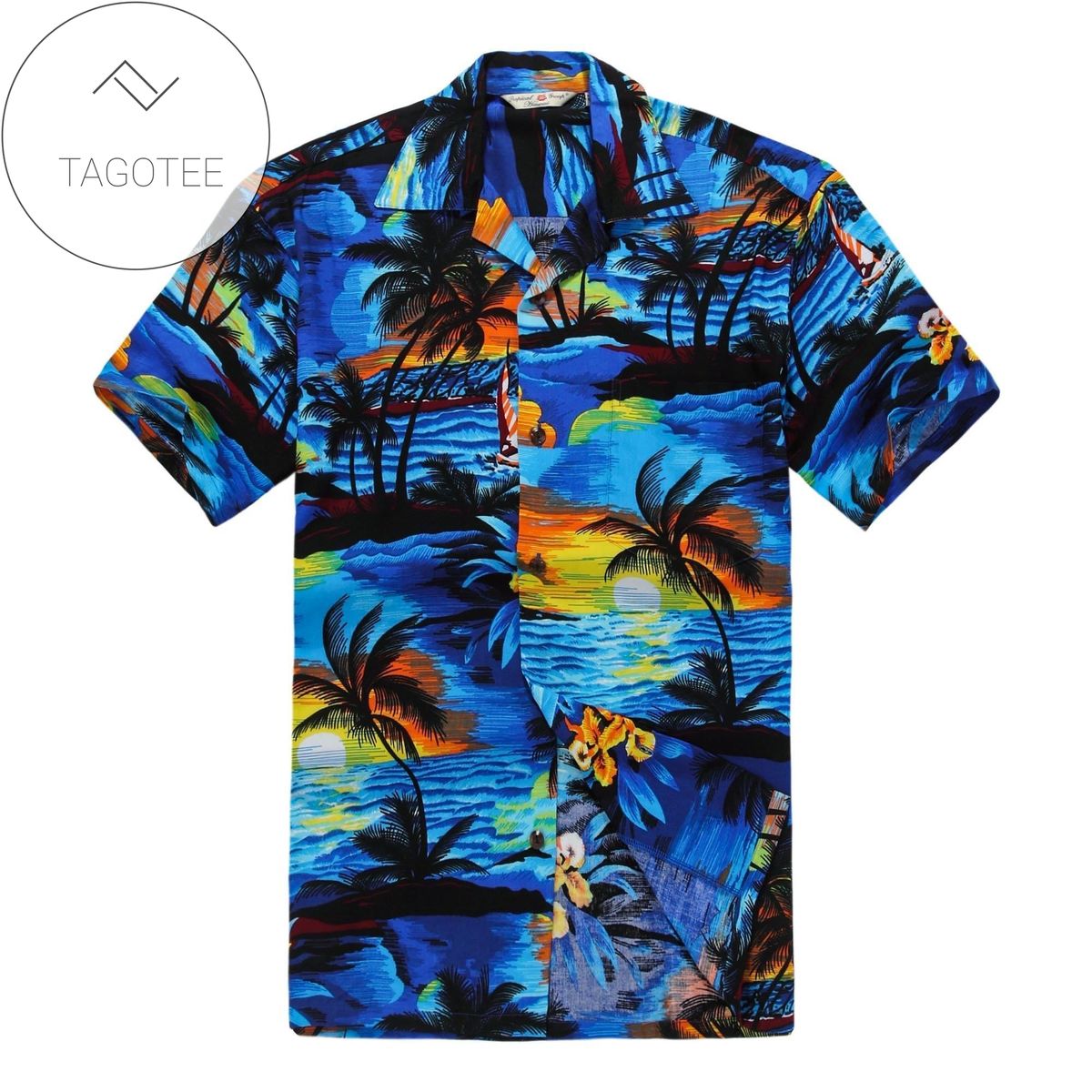 Sunset Godzilla Tropical Island Unisex 2022 Authentic Hawaiian Shirts V