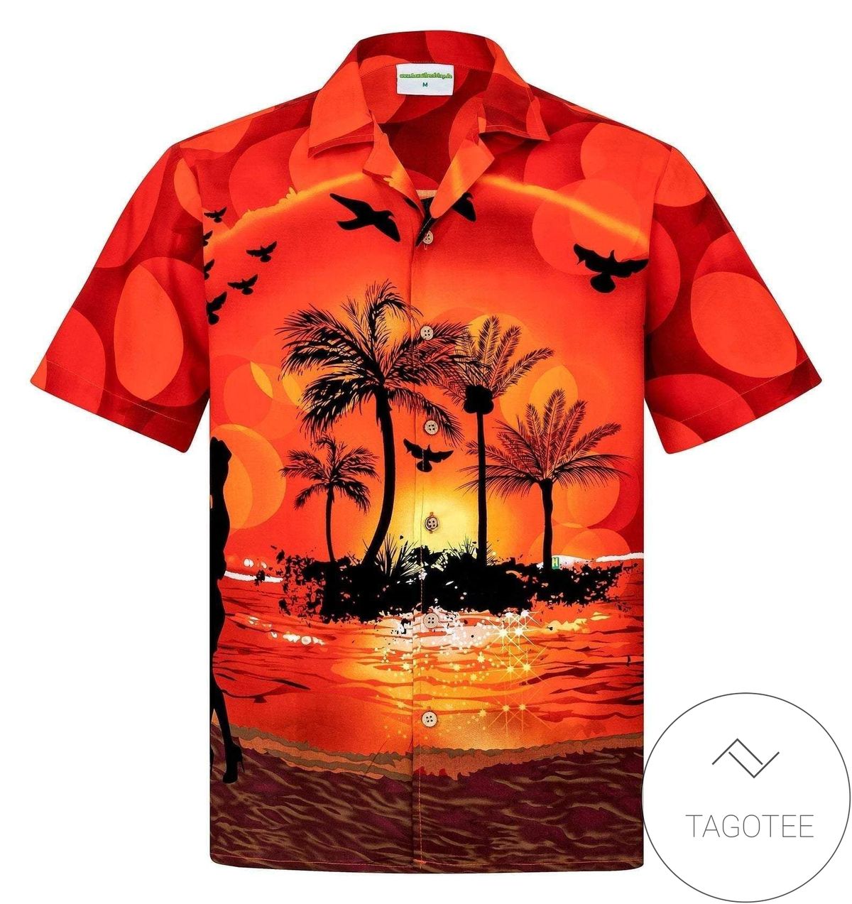 Sunset Red Tropical Sunset Print Hawaiian Men Women Beach Wear Short Sleeve Authentic Hawaiian Shirt 2022