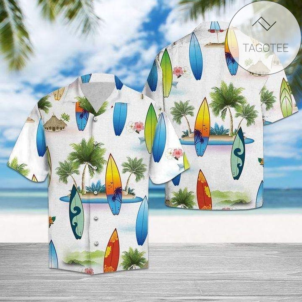 Surf Colorful Beach Tropical Polyester Hawaiian Shirt