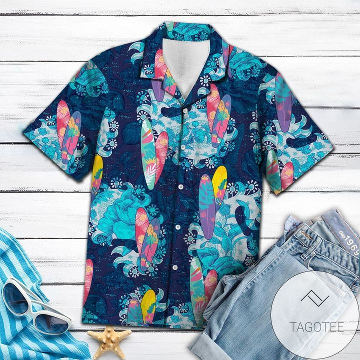 Surfboard Beach Patrol Pink Hawaiian Shirt