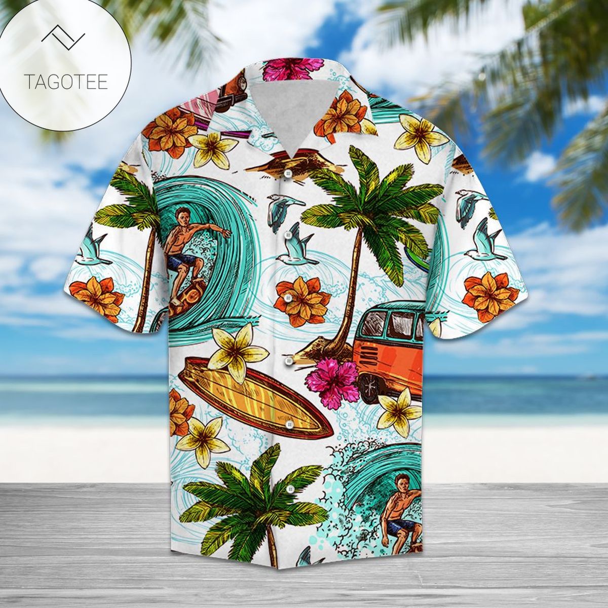 Surfing Board Hawaiian Aloha Shirts 1010h