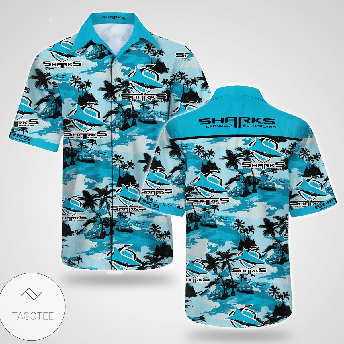 Surfing T-Rex Dinosaur Hawaiian Shirt