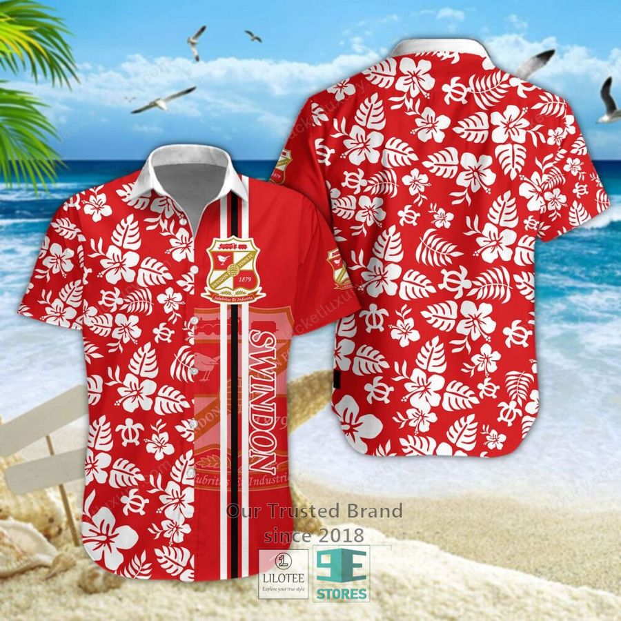 Swindon Town Hibiscus Hawaiian Shirt