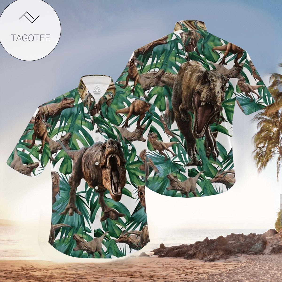 T-rex Dinosaur Aloha Shirt Fearless T-rex Dinosaur Hawaiian Shirt