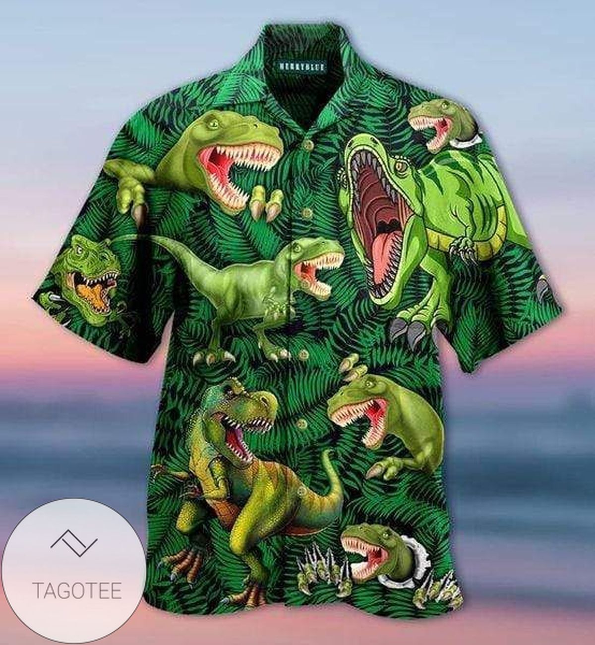 T-rex Dinosaur Beach Hawaii Shirt Aloha Surfing T-rex Hawaiian Shirt