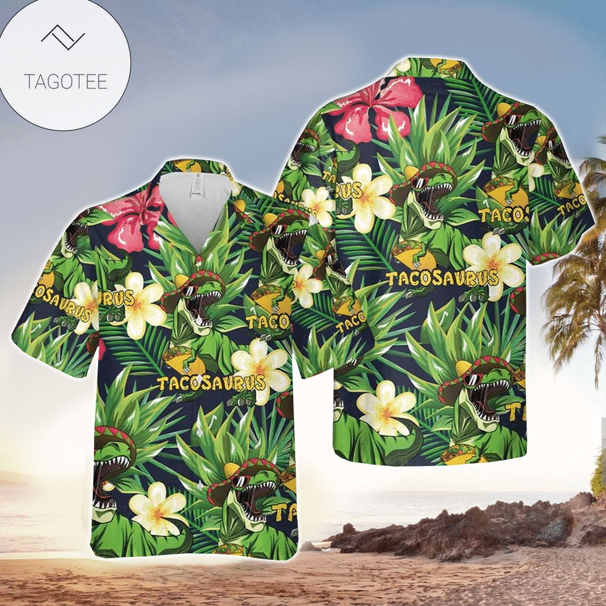 T-rex Palm Tropical Hawaiian Aloha Shirts