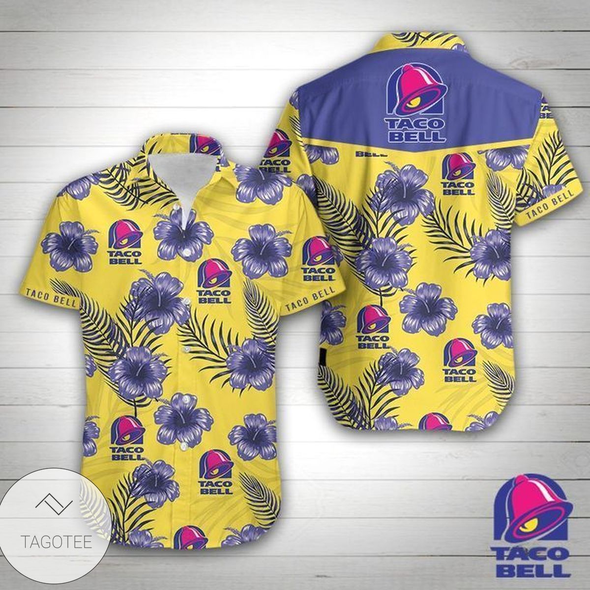 Taco Bell Hawaiian Tropical Hawaiian Graphic Print Short Sleeve Hawaiian Casual Shirt