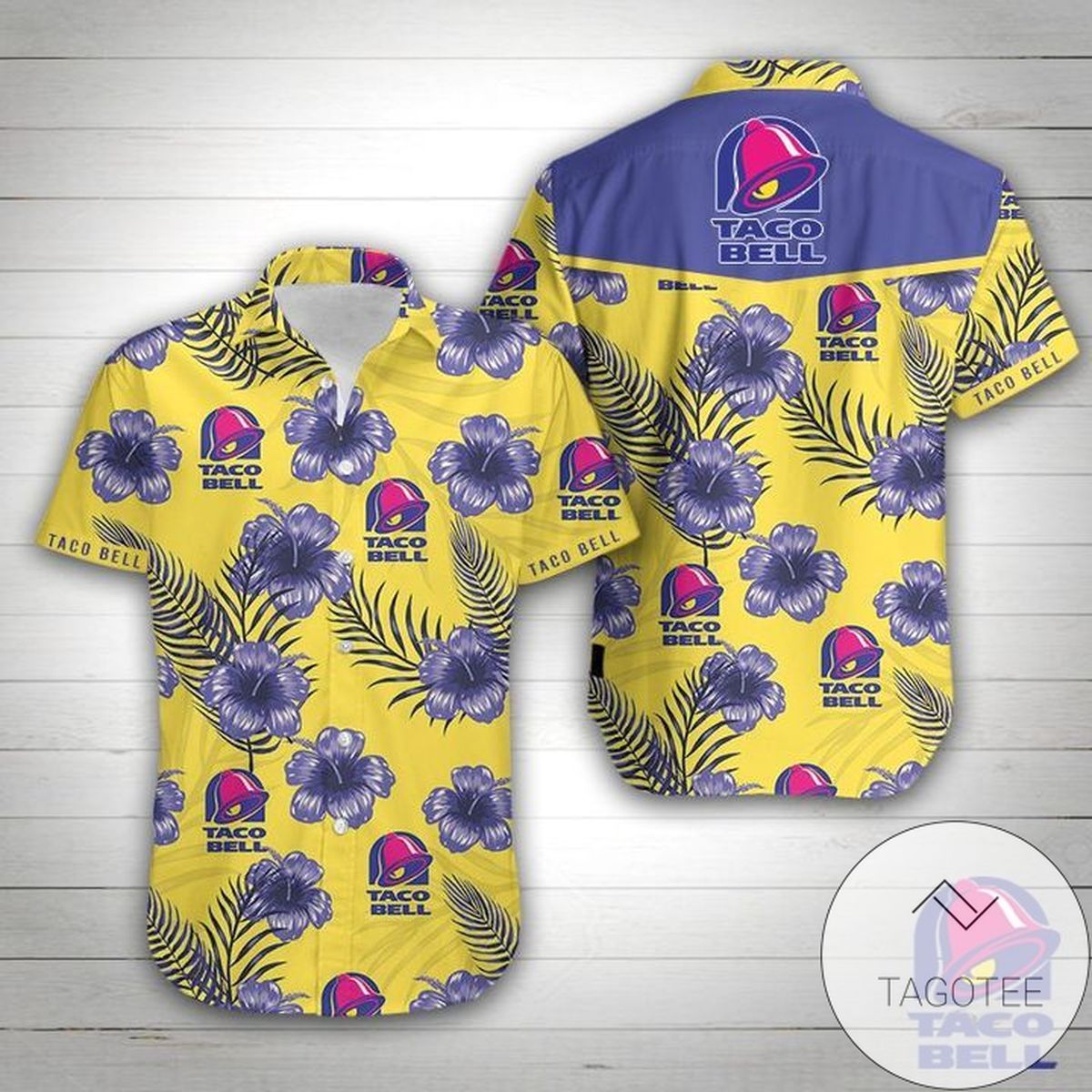 Taco Bell Hawaiian Tropical Hawaiian Graphic Print Short Sleeve Hawaiian Casual Shirt