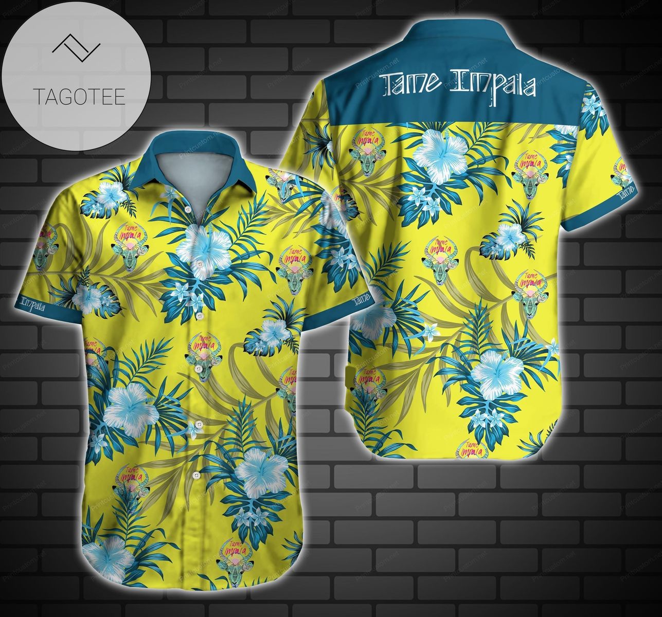 Tame Impala Hawaiian Graphic Print Short Sleeve Hawaiian Casual Shirt