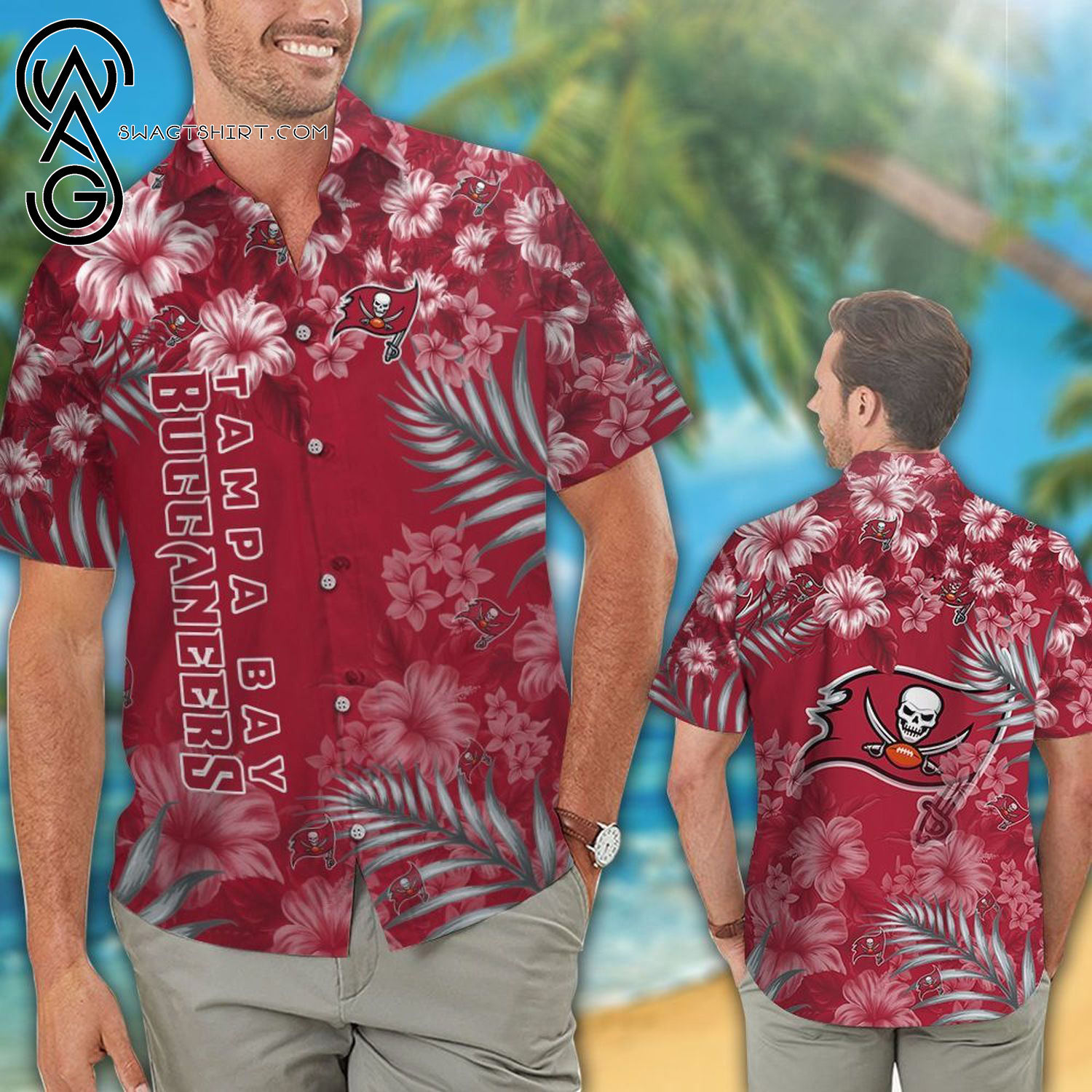 Tampa Bay Buccaneers Symbols Button-Up Hawaiian Shirt