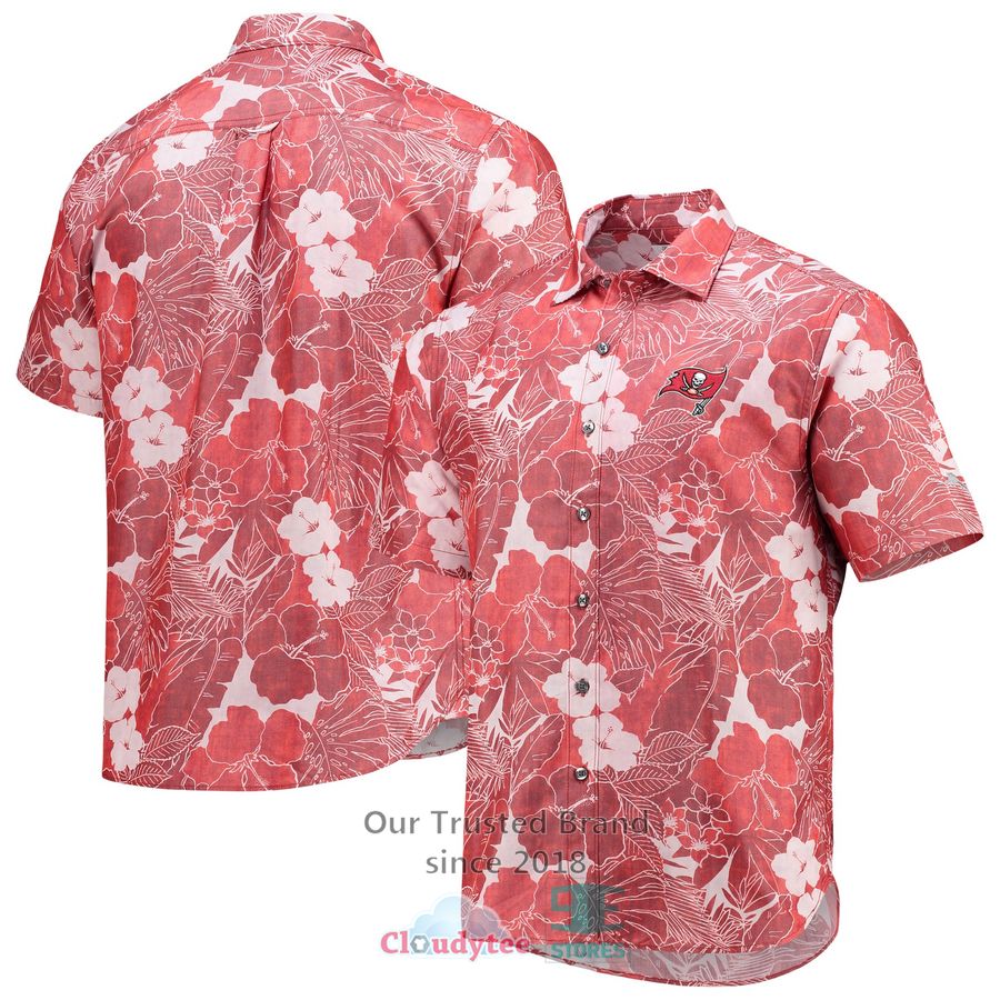 Tampa Bay Buccaneers Floral Button Up Hawaiian Shirt