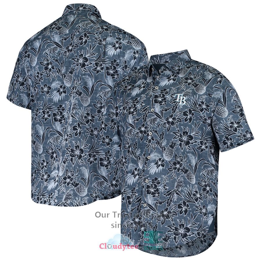 Tampa Bay Rays Tommy Bahama Sport Tiki Luau Navy Hawaiian Shirt