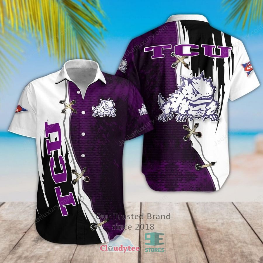 TCU Horned Frogs Tommy Bahama Tropic Isles Camp White Hawaiian Shirt