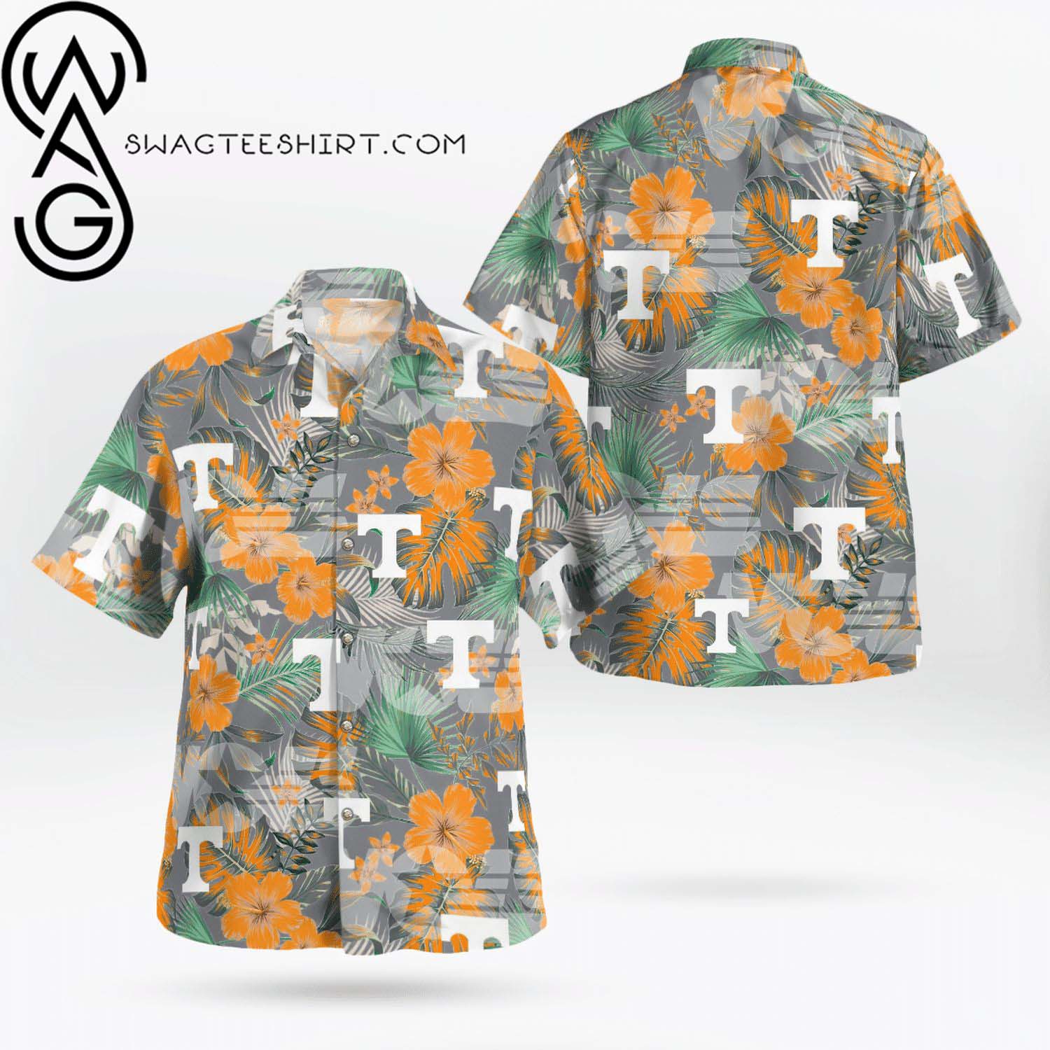 Texas Longhorn All Over Print Aloha Floral Summer Vacation Hawaiian Shirt