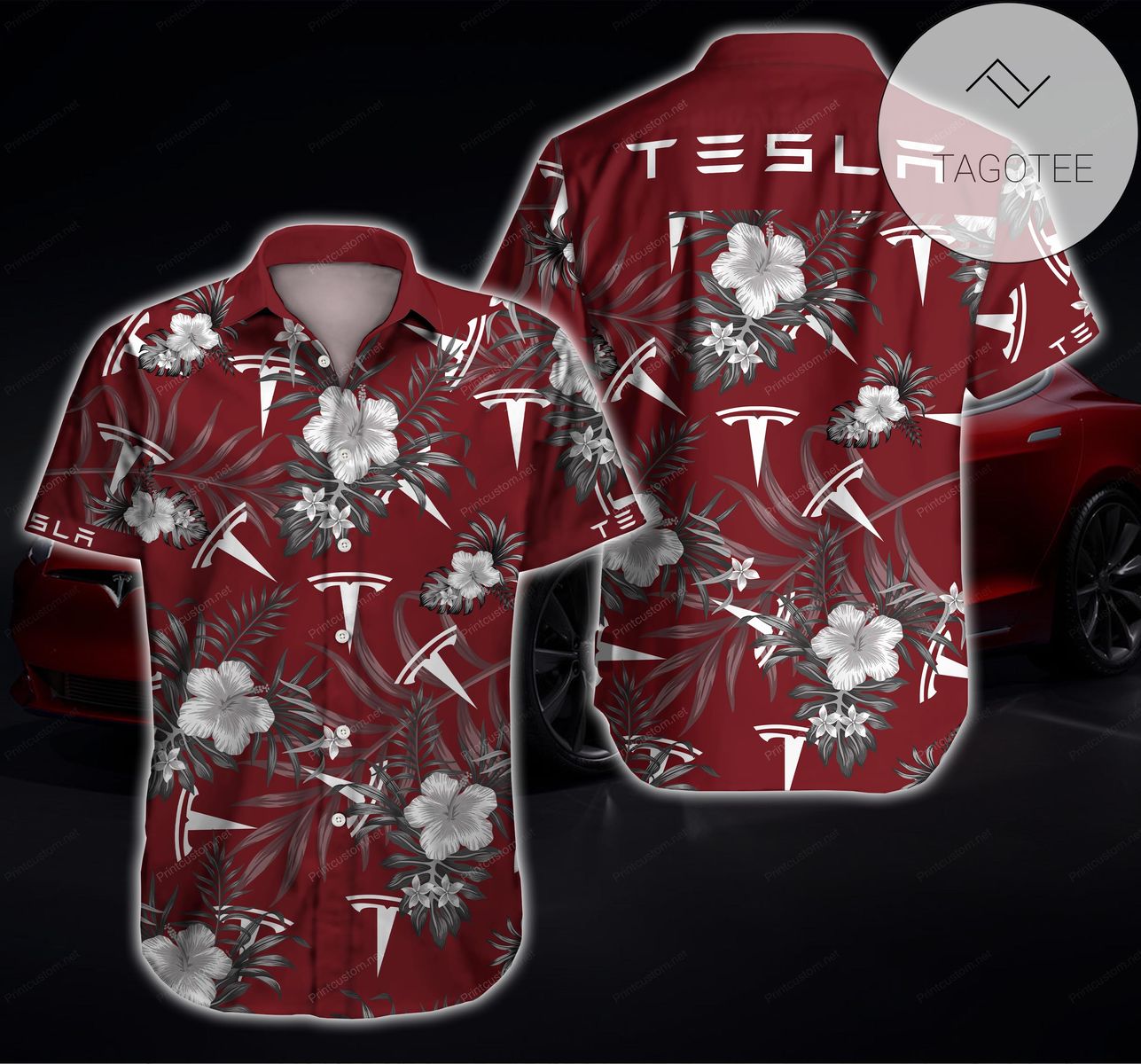 Tesla Hawaiian Graphic Print Short Sleeve Hawaiian Casual Shirt