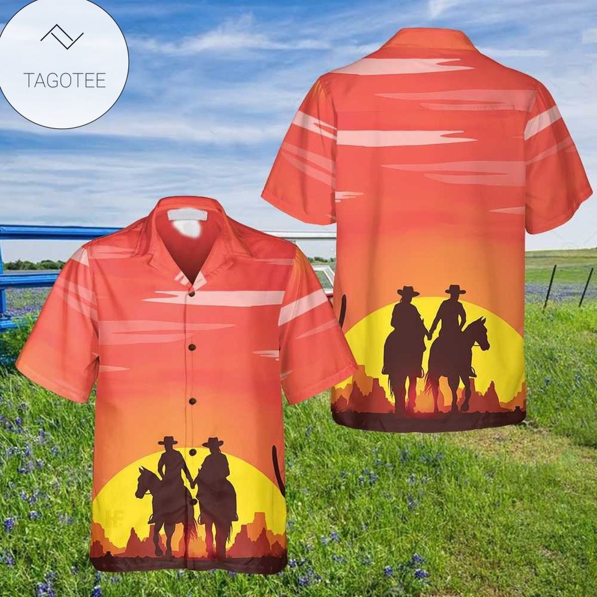 Texas Cow In Bluebonnet Field Hawaiian Shirt