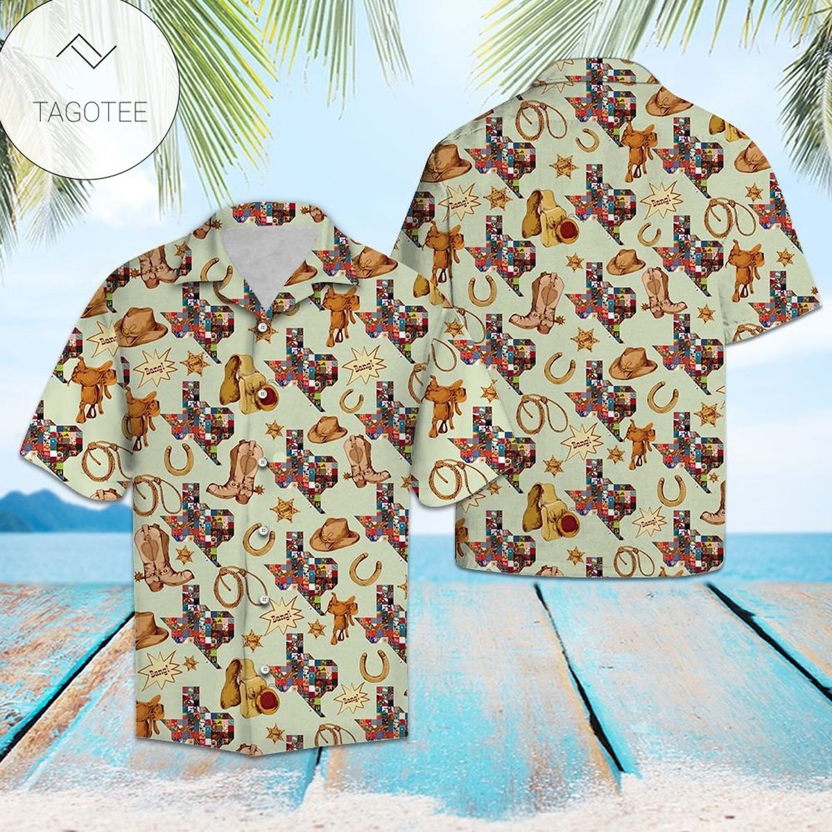 Texas Cowhide Map Hawaiian Shirt