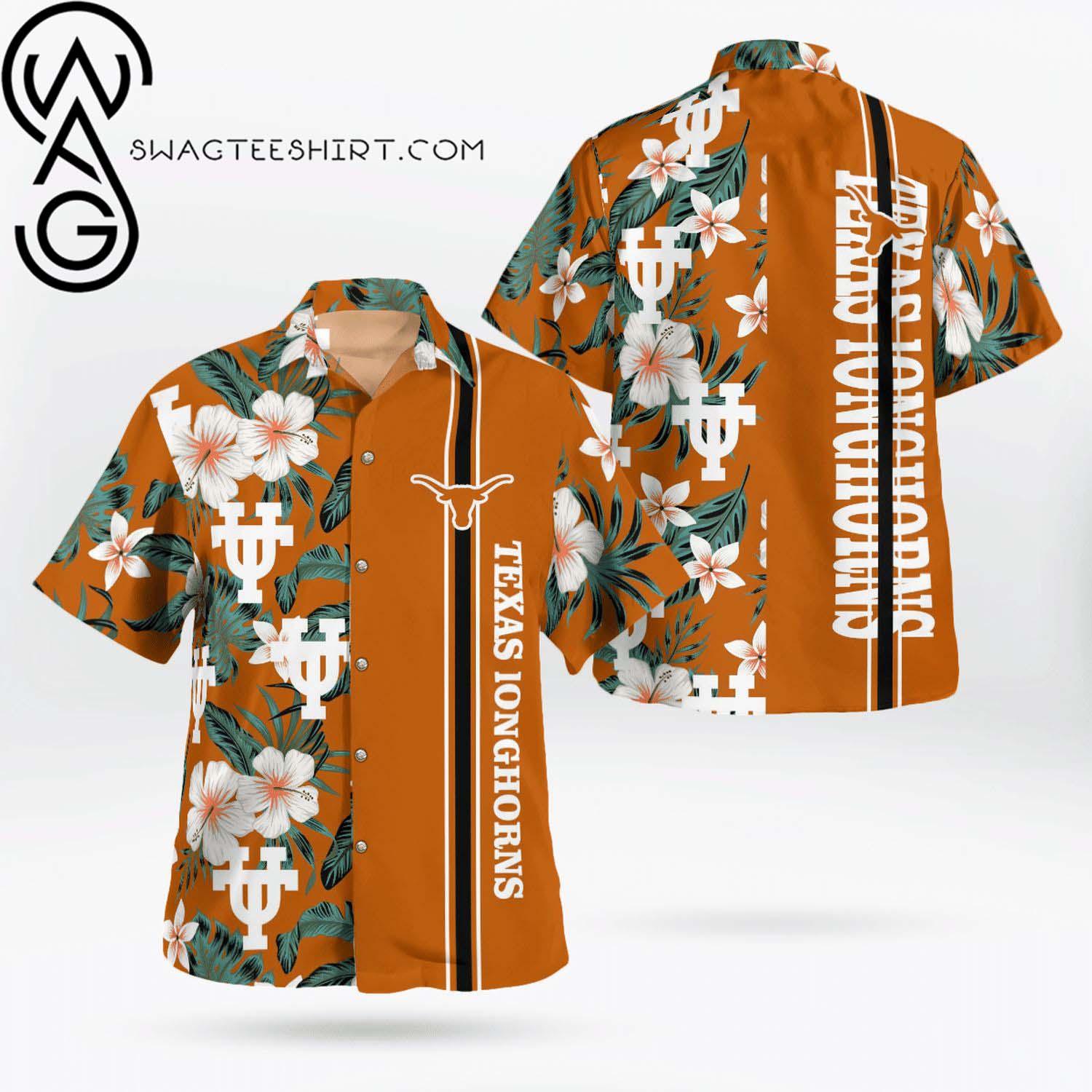 Texas Longhorns All Over Print Hawaiian Shirt And Beach Shorts