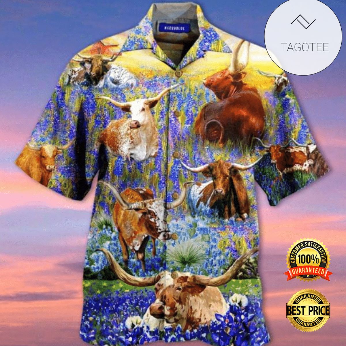 Texas Longhorn With Flag Cipi Hawaiian Shirt