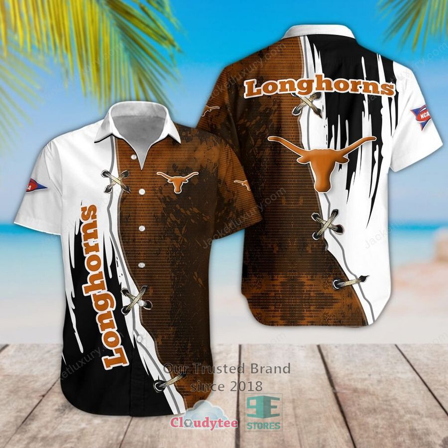 Texas Longhorns Texas Orange Black Floral Button-Up Hawaiian Shirt