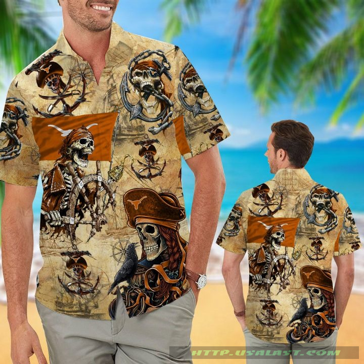 Texas Longhorns Skeleton Tropical Hawaiian Shirt