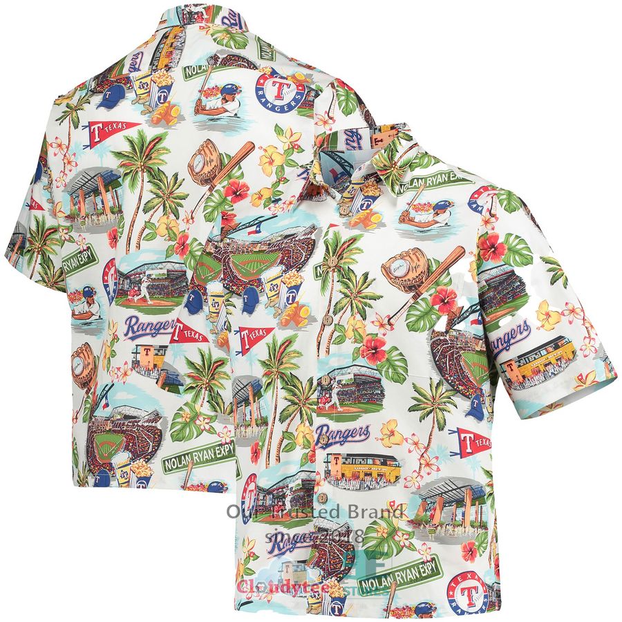 Texas Rangers Reyn Spooner Scenic White Hawaiian Shirt