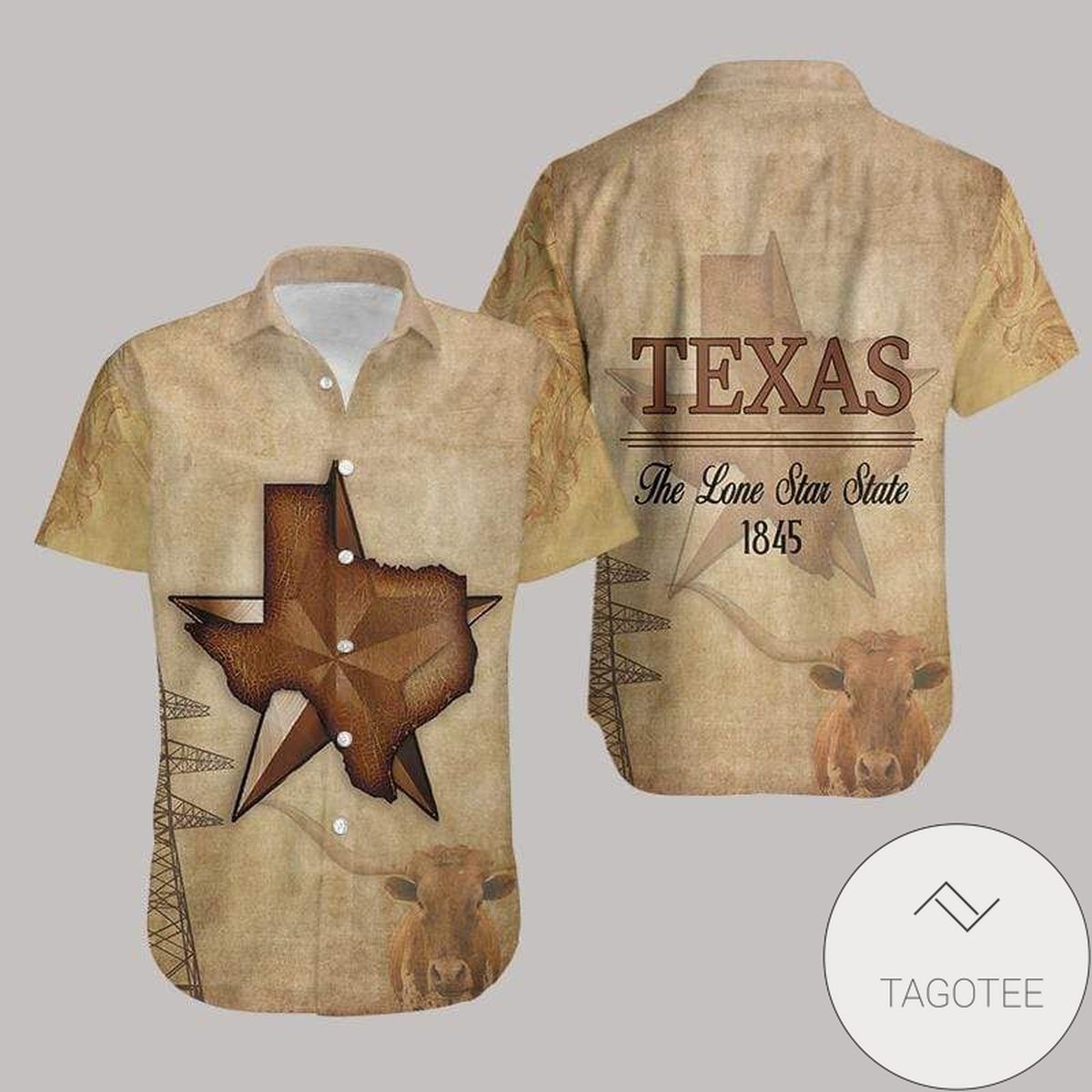 Texas State Map Hawaiian Shirt