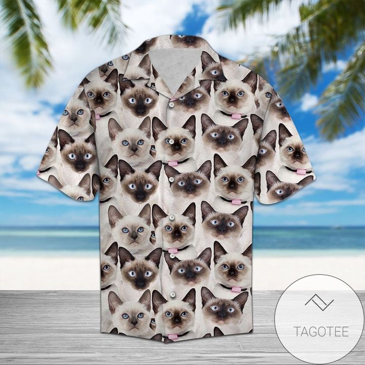 Thai Cat Green Tropical 3d Hawaiian Shirt For Men With Vibrant Colors And Textures