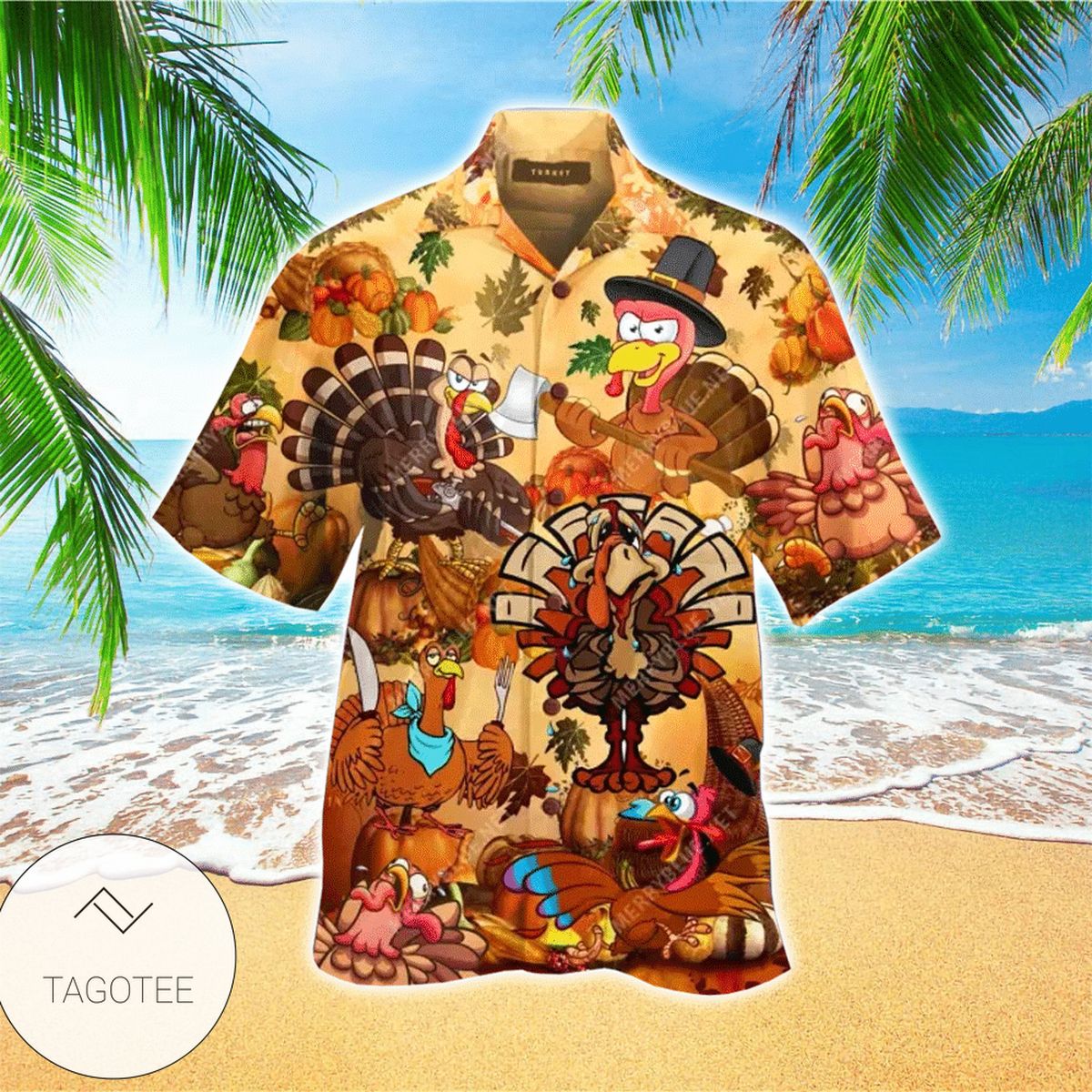 Thanksgiving Day Vertical Pattern Hawaiian Shirt