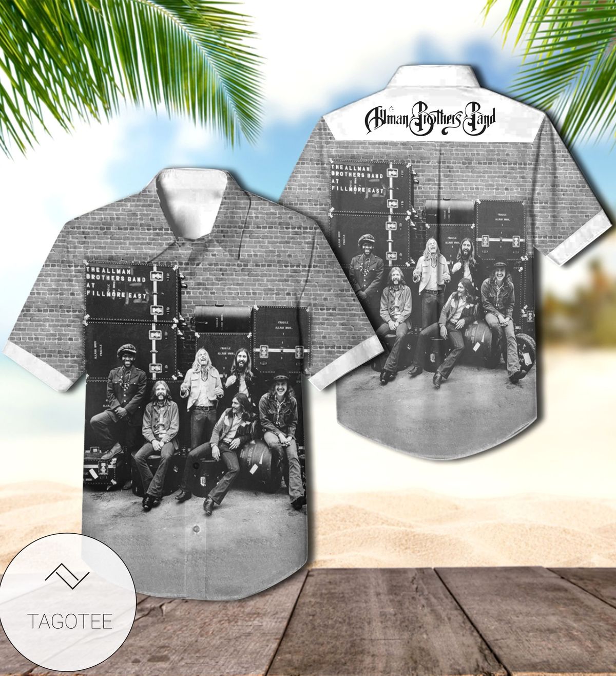 The Allman Brother Band Graphic Print Short Sleeve Hawaiian Casual Shirt