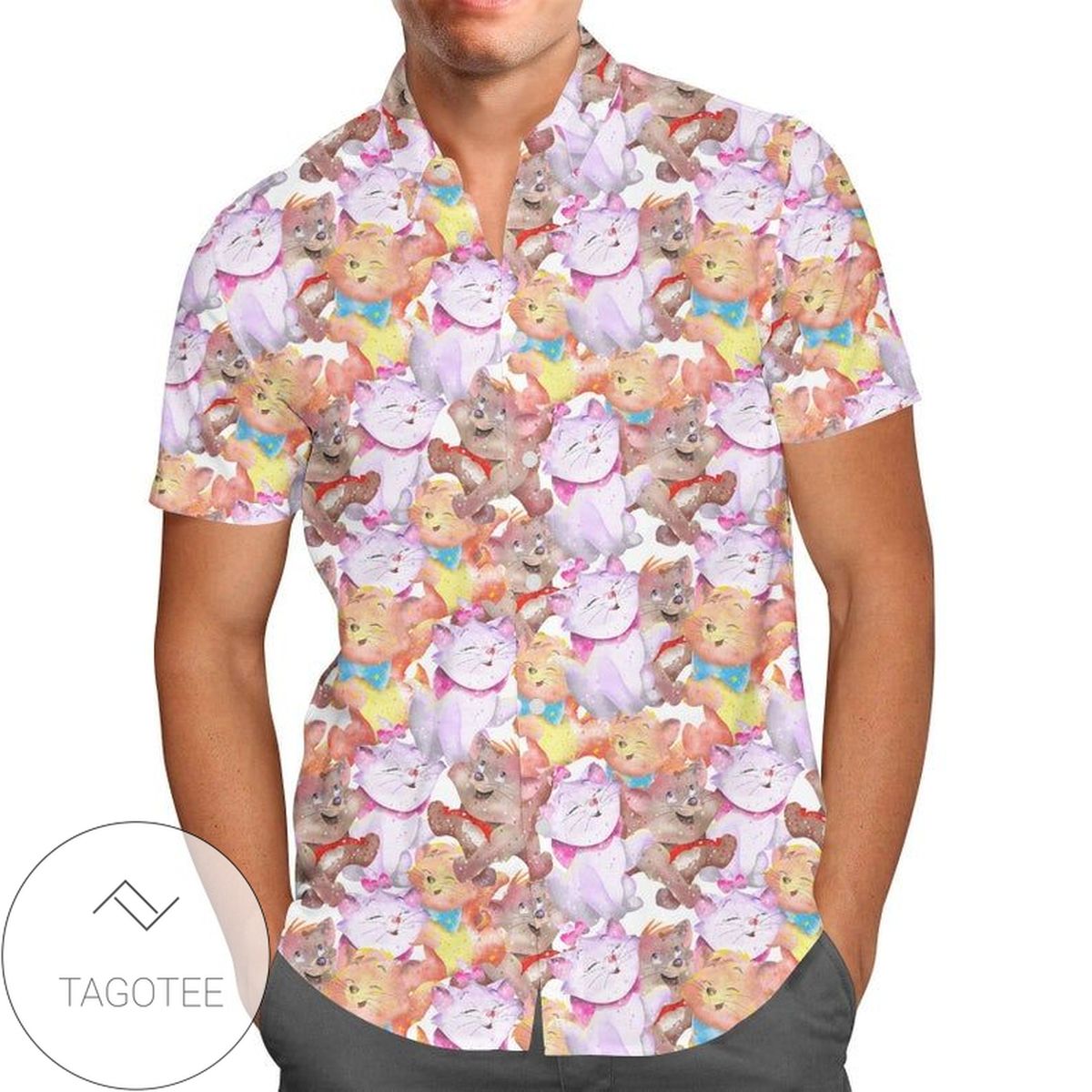 The Aristocats Disney 2 For men And Women Graphic Print Short Sleeve Hawaiian Casual Shirt