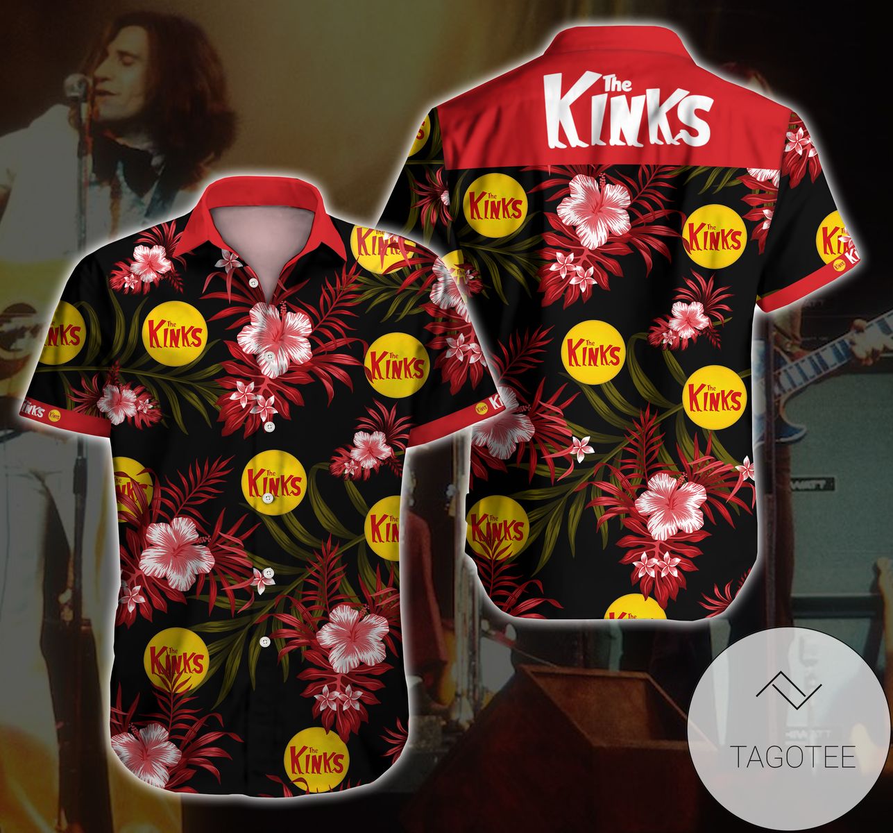 The Kinks Hawaii Tropical Hawaiian Graphic Print Short Sleeve Hawaiian Casual Shirt