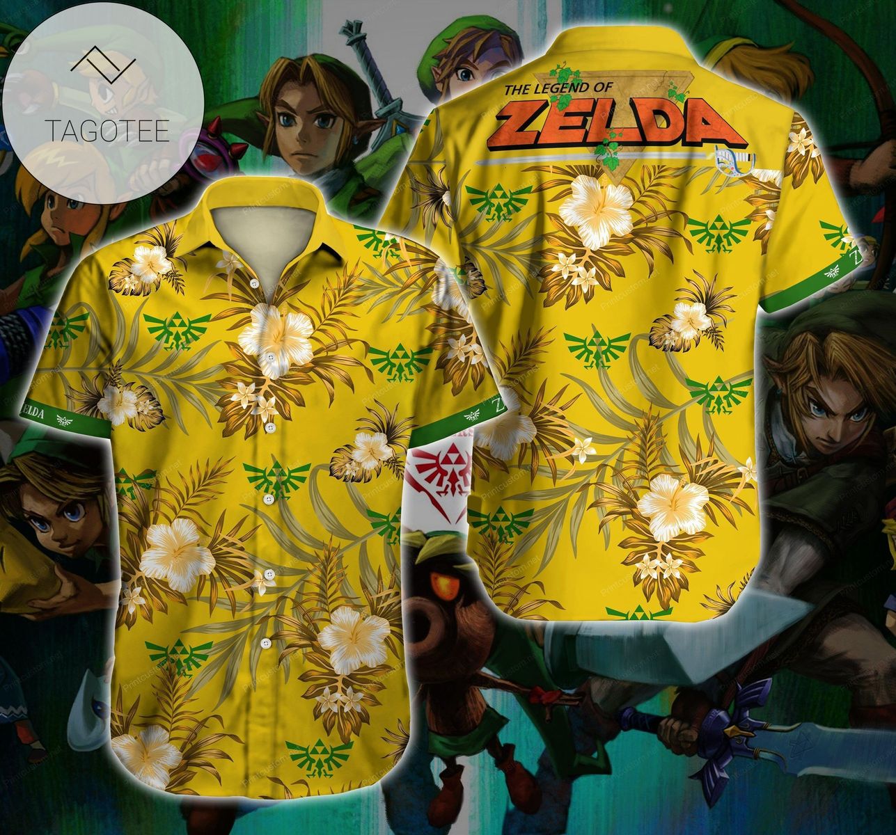 The Legend of Zelda Hawaiian Graphic Print Short Sleeve Hawaiian Casual Shirt